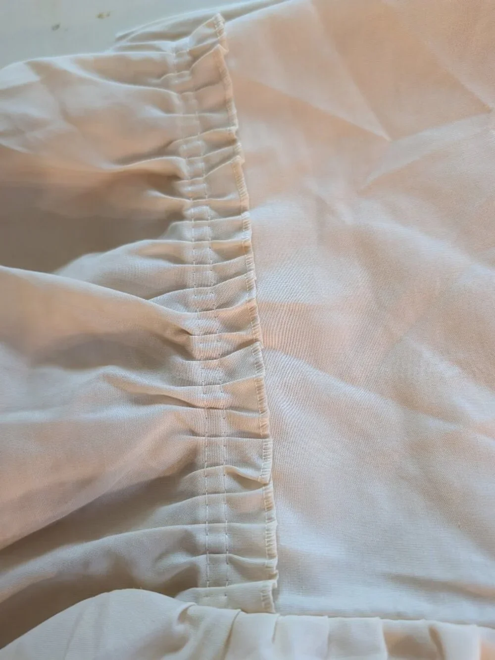 VTG Set of 6 Sears Ruffled Cream Curtains Panels w/ Tie Backs 64X48 3 Windows